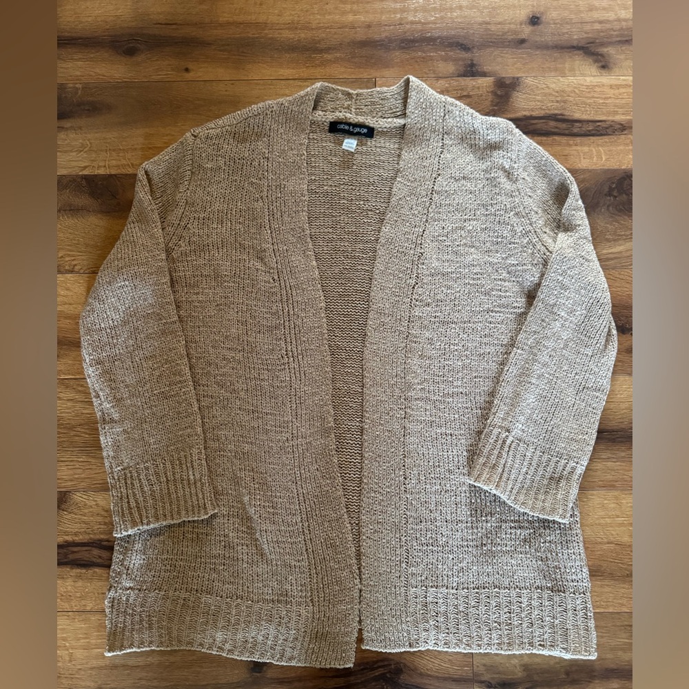Tan Open-Front Cardigan